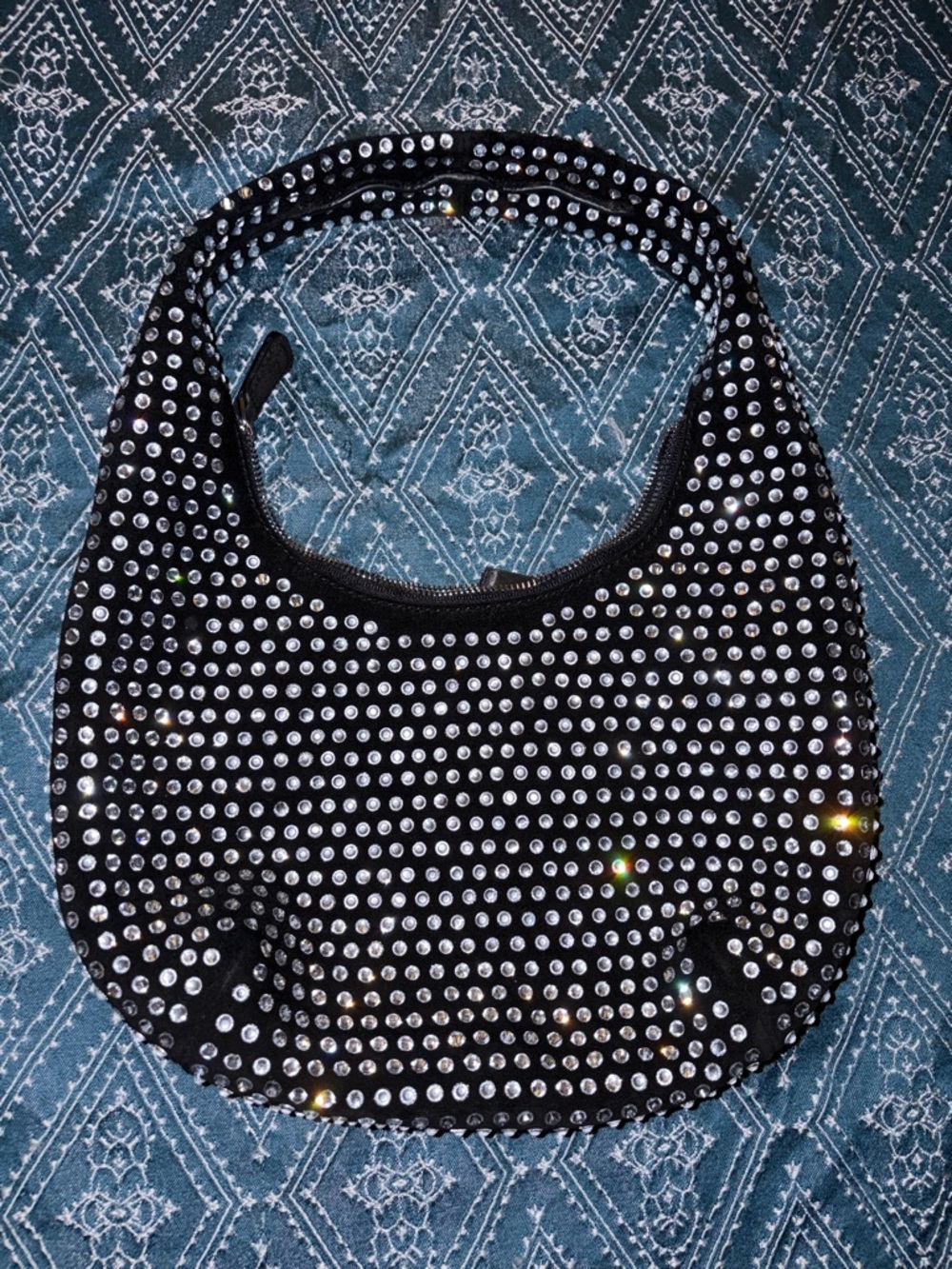 The Medium Crystal Embellished Oiled Suede Top Handle Bag